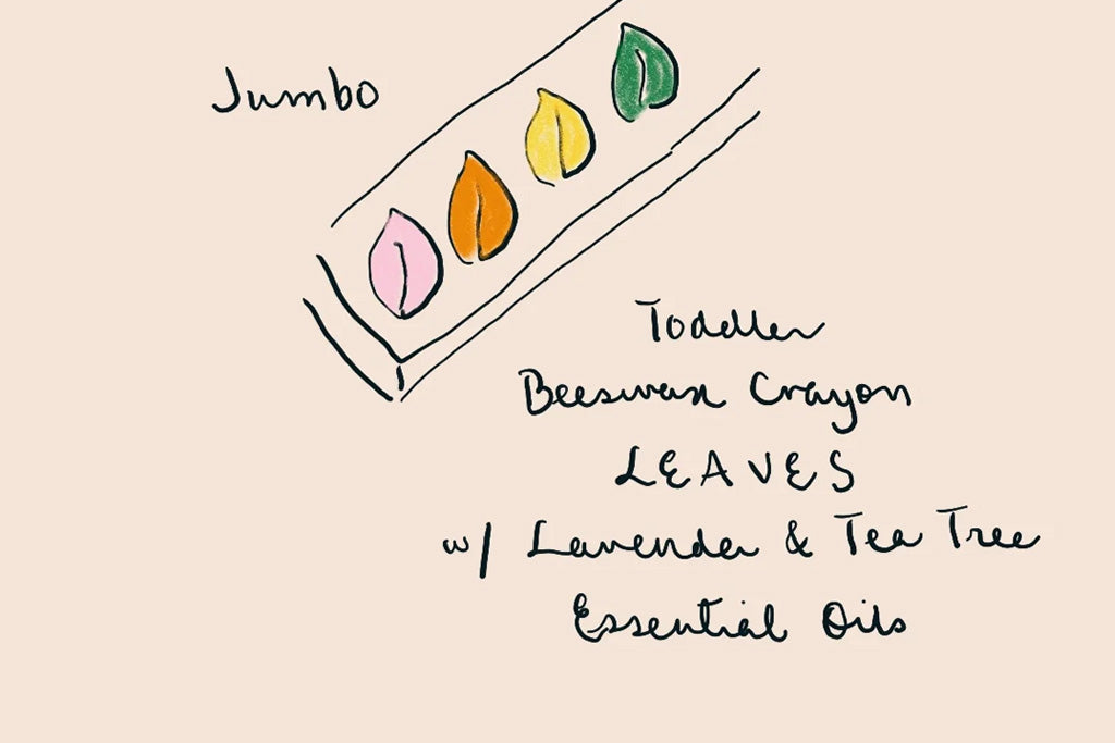 4 organic beeswax jumbo crayons for toddlers laying on craft paper