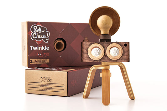 Delight your little photographers with father’s factory high-quality wooden toy camera that's sure to become a treasured keepsake. Crafted of durable, beautifully beech wood and walnut, this toy encourages all-day imaginative story-telling for your child and family. This toy camera also doubles as interior decor. each wooden toy comes with a kaleidoscopic viewfinder, a clickable button, and a movable rewind handle.