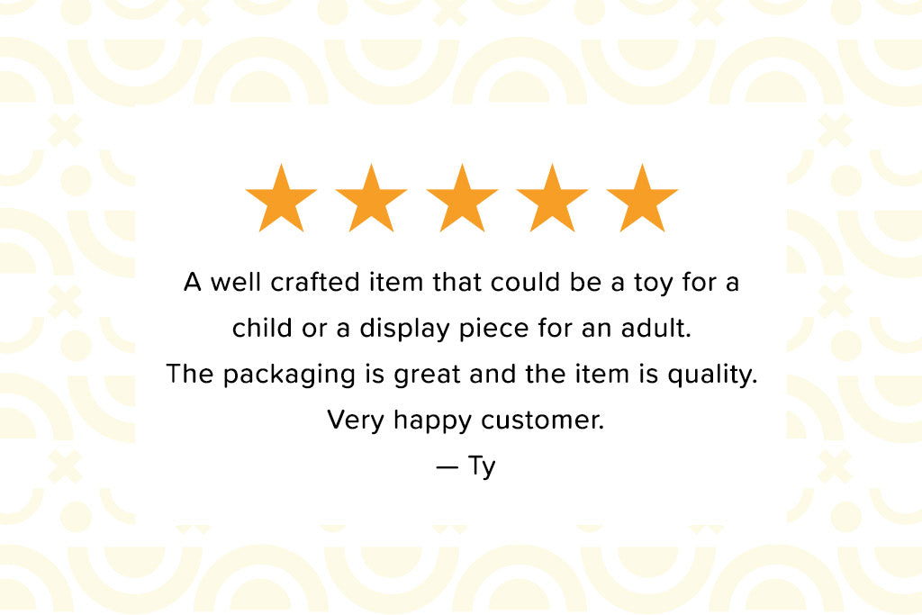 Photo shows a positive review from customer purchased this 35mm camera for kids. The 35MM vintage wooden toy camera with detachable magnetic flash, clickable button and kaleidoscopic lens. It’s perfect of pretend play, sensory play, and homeschooling. It’s made of walnut and beechwood with heirloom quality. Get yours today and become the next satisfied photographer