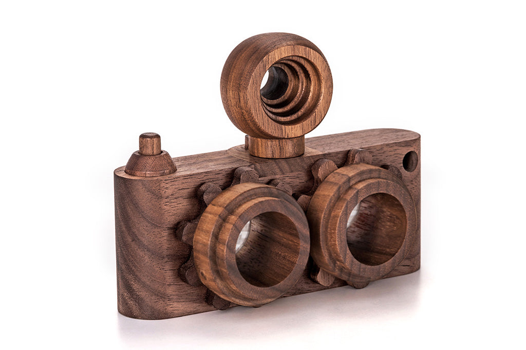 Twinkle wooden toy camera inspired by the stereo camera offers double the fun with two kaleidoscope lenses. Like a wooden binocular toy, Father’s Factory twinkle wooden toy camera has 2 lenses. Children can look through the lenses and find wonders. The kaleidoscopic lens will enhance creativity in children and offers high-quality playtime. Father's factory wooden toys can double as interior decor, kid’s room decor, and playroom display.