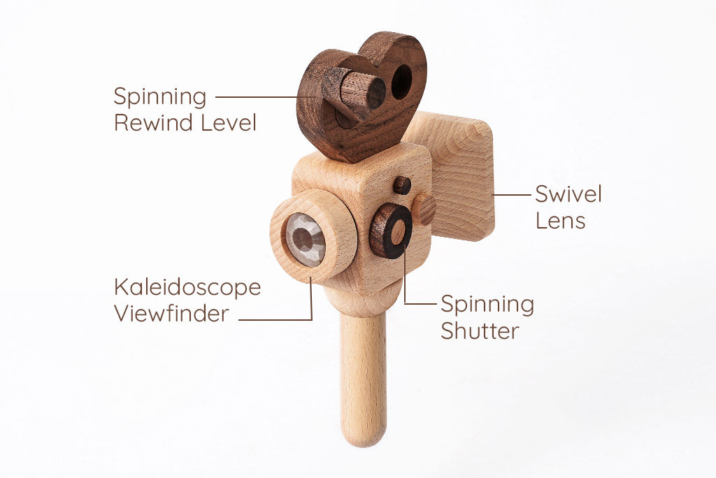Father's Factory new super16 Wooden Toy Camera is perfect for you! Stories play a vital role in the growth and development of children, and this Super16 elevates the whole pretend-play experiences.